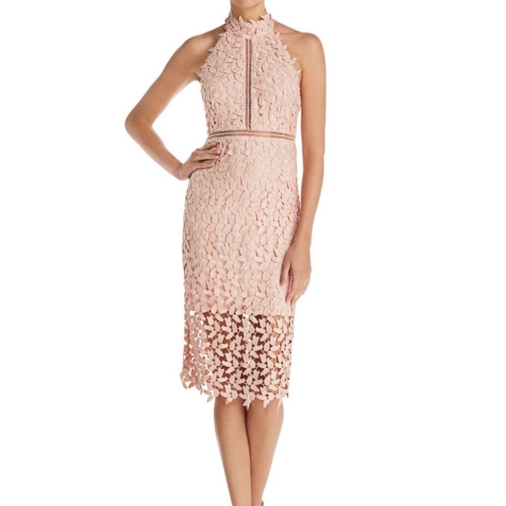 Bardot Gemma Lace Midi Dress with Open Back